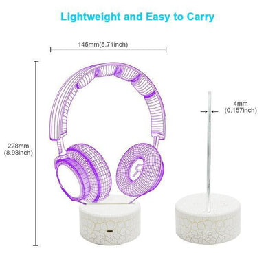 3D Headphones Night Light/Desk Lamp(16 Color Remote) - RETRO 2K ELITE GAMING