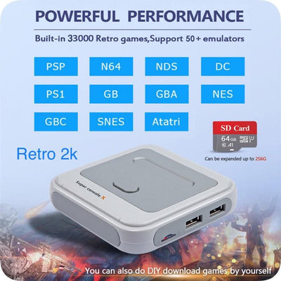 New SUPER Retro Gaming Console 64GB/128GB,50 Emulators(41,503 Games Built-In)PS1, PSP, DC, NEO, SEGA, N64, NDS - RETRO 2K ELITE GAMING