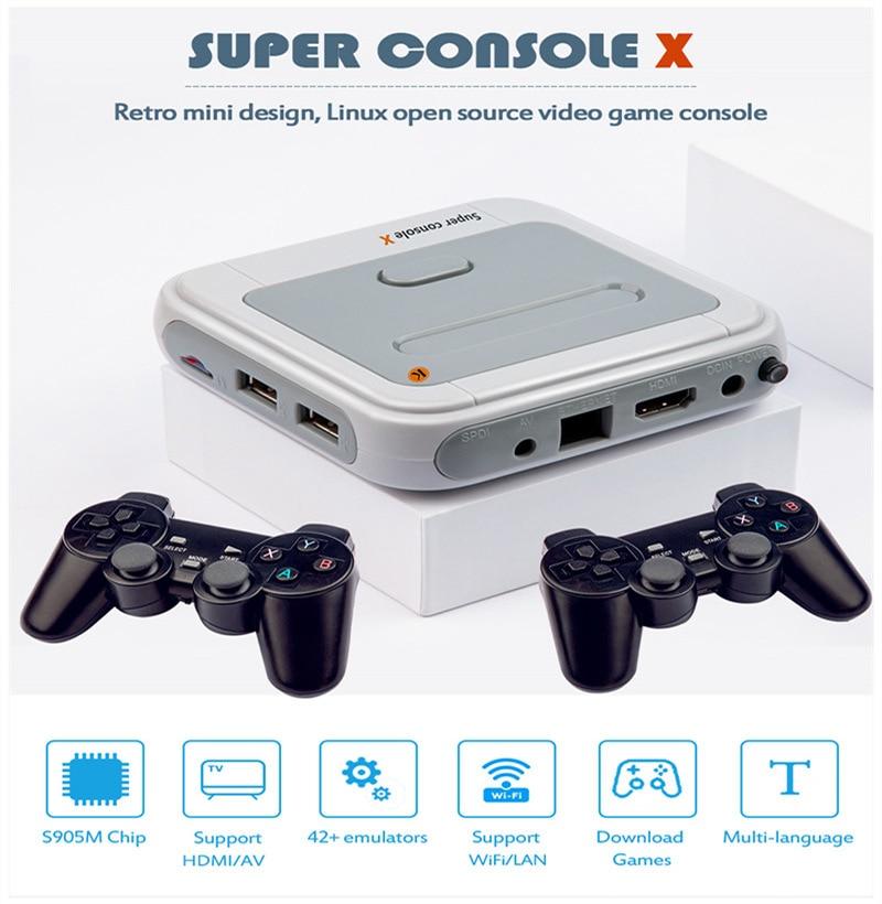 Super Console X Pro Console de Videogame Retro, TV Box, Jogos para PSP,  PS1, N64, DC, HD, Saída WiFi, Sistema Duplo, Built-in 600.000 Jogos